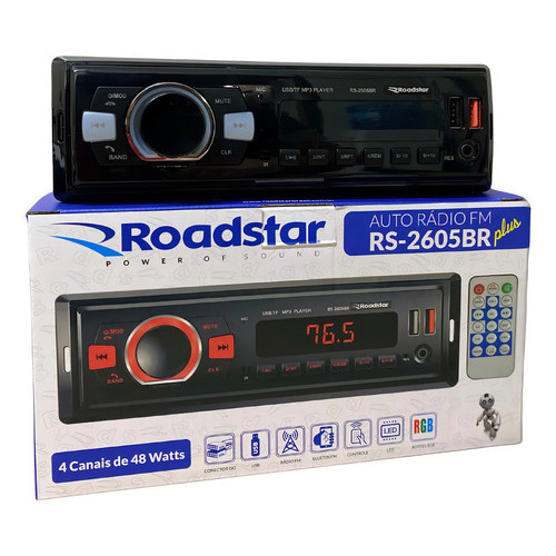Auto Radio Mp3 Roadstar Rs-2605br Plus Bluetooh Rca Fm Sd Usb 7 Cores