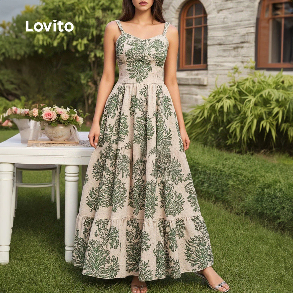 Lovito Longo Férias Vestido Floral de Festa Feminino Primavera/Verão LK2LD415