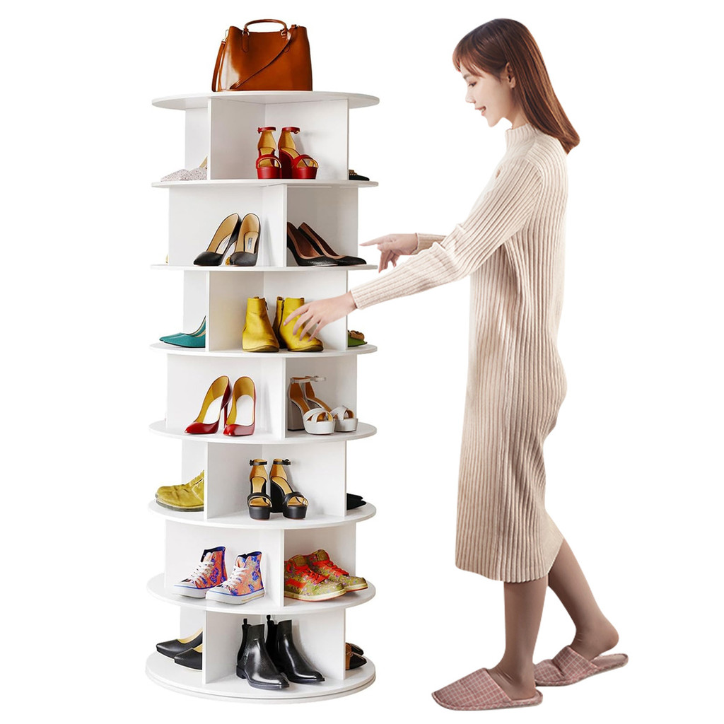 Sapateira Giratória Branca 7/6 Níveis com Divisórias para Botas