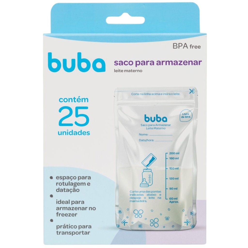 Saco Para Armazenar Leite Materno 200ml 09923 - Buba