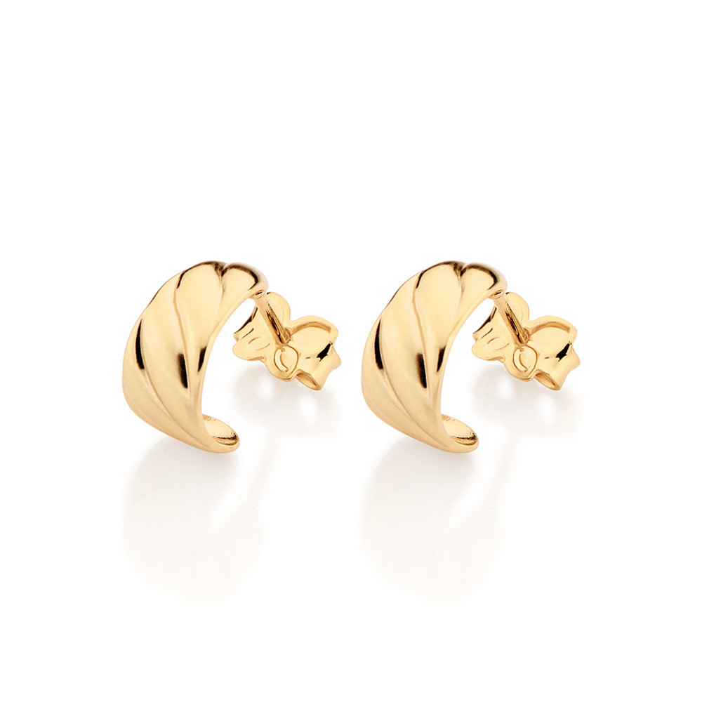 Imagem Brinco Rommanel Meia Argola Ondas Banhado Ouro 18k 527556
