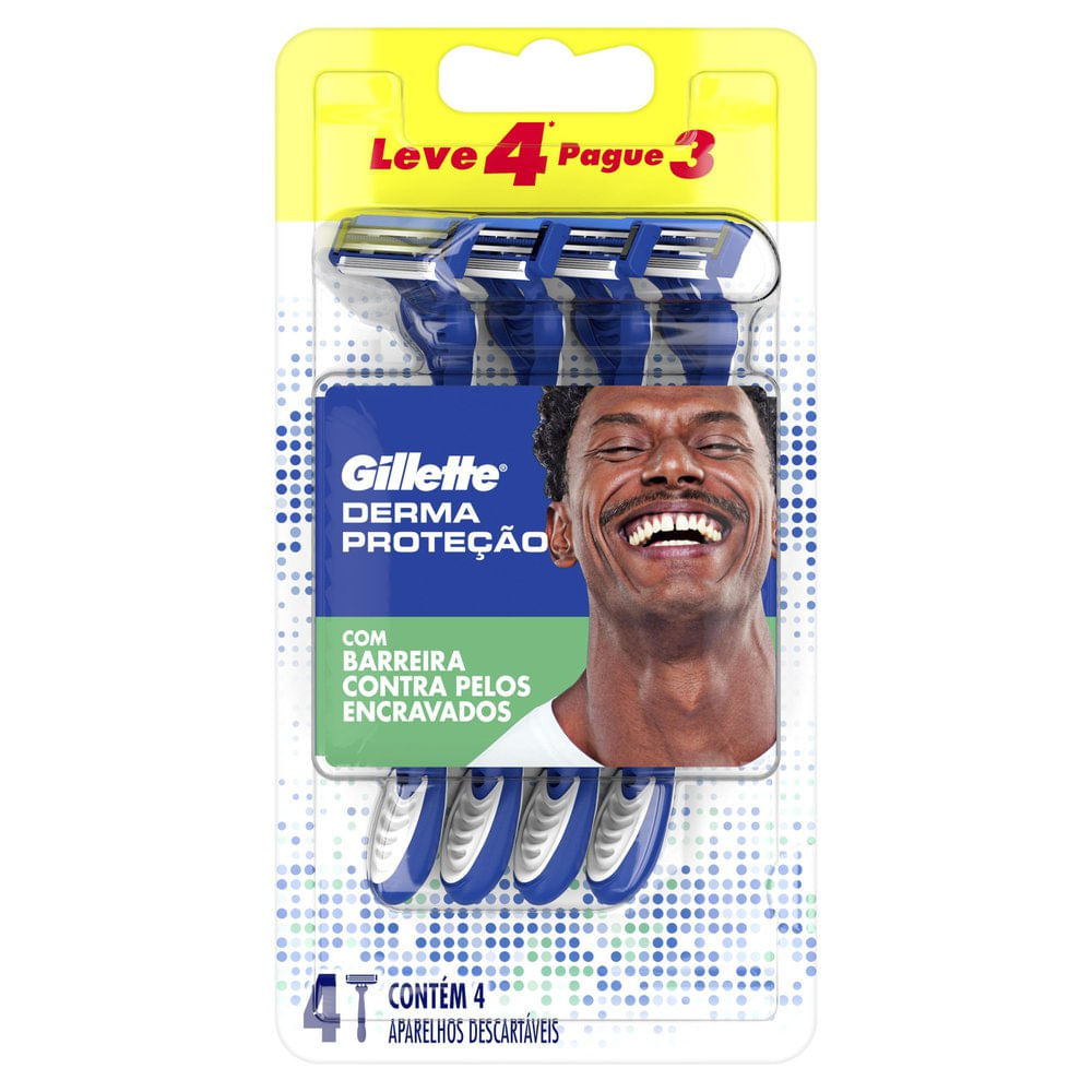 Aparelho de Barbear Gillette Derma Proteção 4 Unidades em Oferta na Shopee