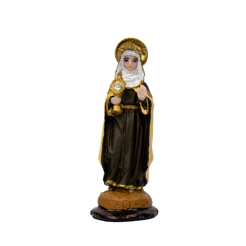 Escultura Santa Clara 7,50 cm em Resina em Oferta na Shopee