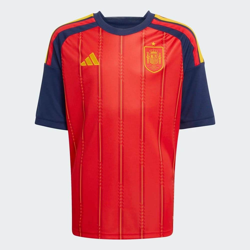 Camisa Espanha I Adidas 2026 Infantil Vermelha Oficial + NF