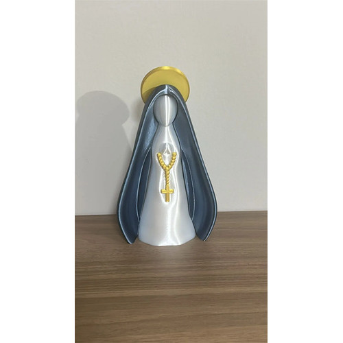 Nossa Senhora Aparecida Minimalista | Presente Religioso Decoração Manto Azul Metalizado