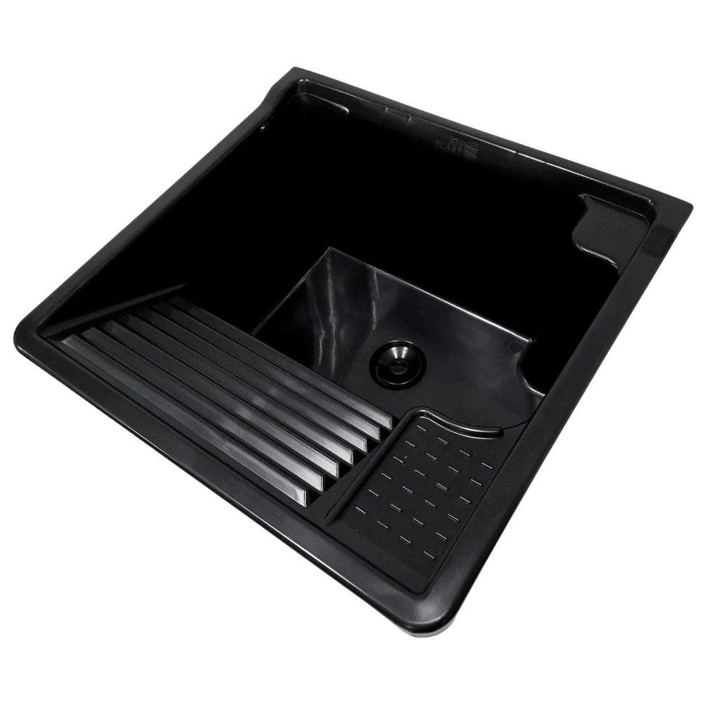 Kit Tanque Plástico Preto Parede 26L Torneira Bancada - 2Un