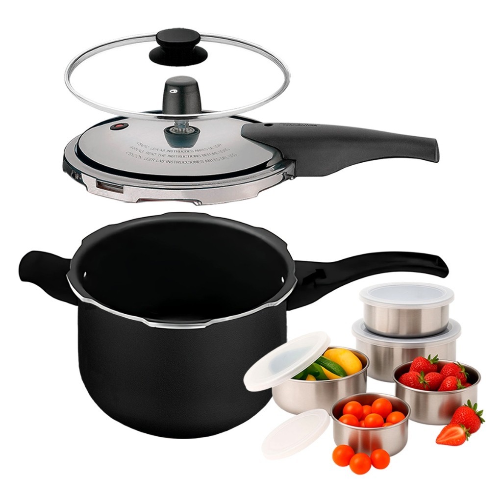 Panela de Pressão Tramontina Vancouver 2 em 1 e Conjunto Tigelas 5 Peças Inox em Oferta na Shopee