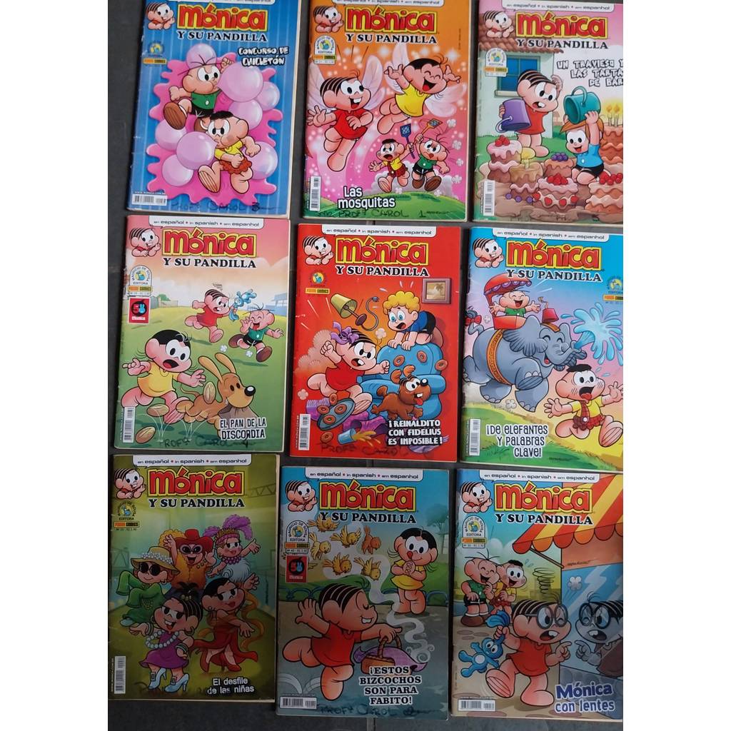 LIVRO, KIT(9), HQ, MÓNICA Y SU PANDILLA EM ESPANHOL, Nº 30,31,32,33,34,36,37,39,40, MAURICIO DE SOUSA