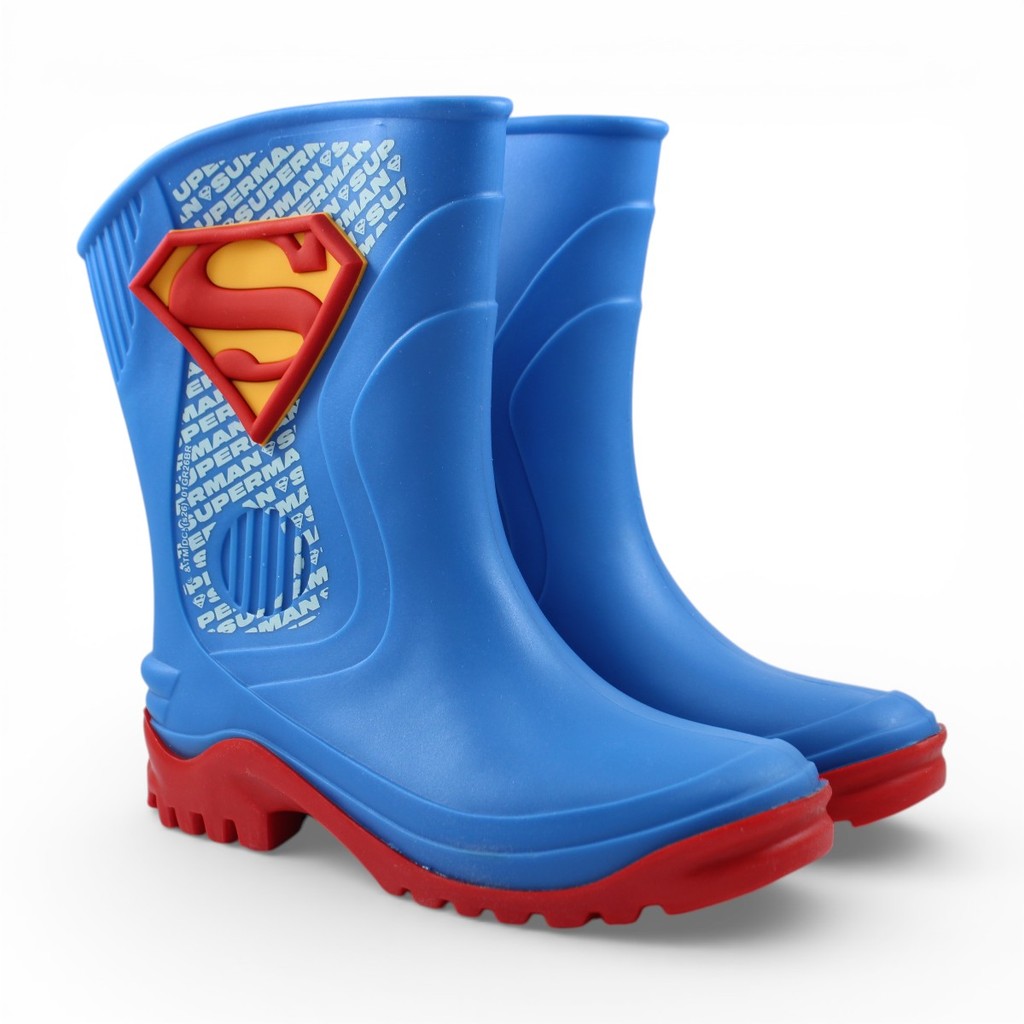Bota Galocha Infantil Masculina Grendene Heróis Liga da Justiça Cano Longo