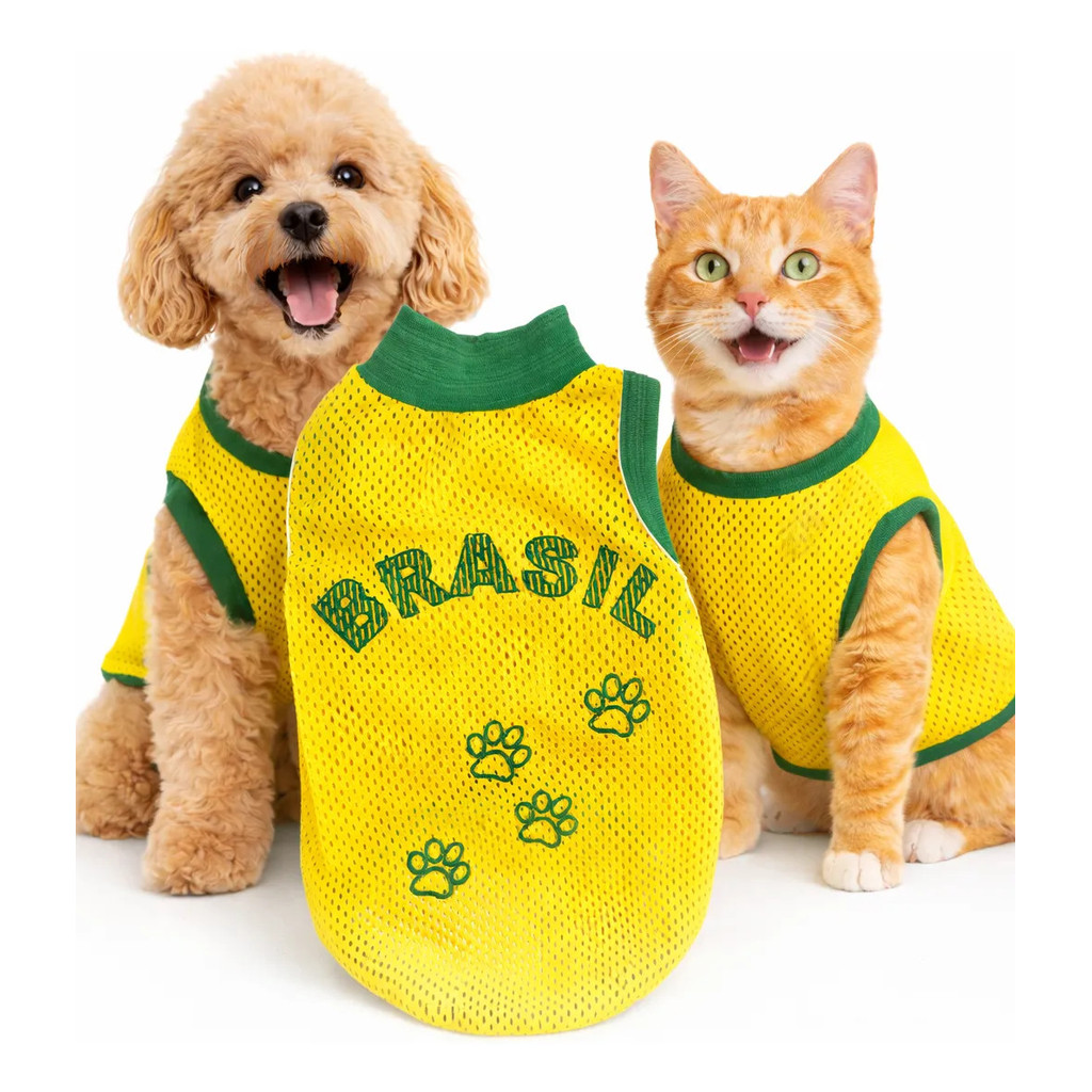 Roupa Pet Brasil Copa Cachorro Gato Seleção Animal Regata