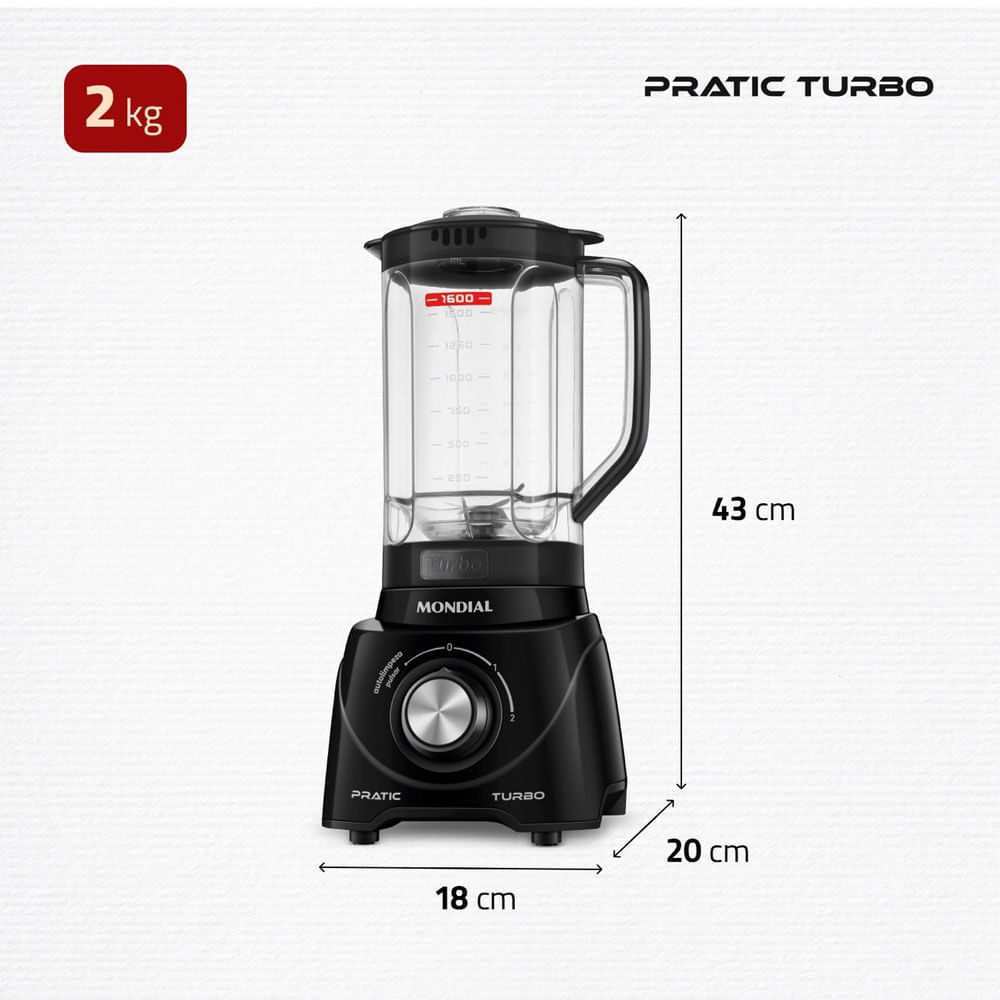 Liquidificador Mondial Pratic Turbo L89B Preto 110V