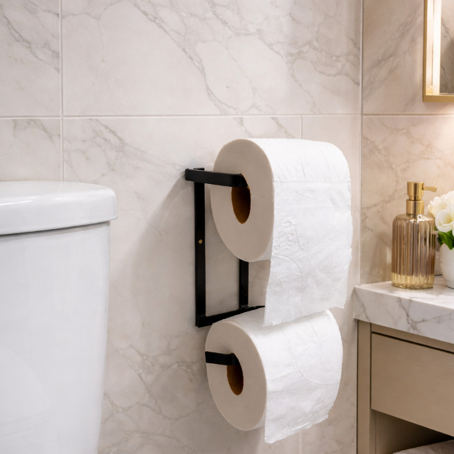 SUPORTE DE PAPEL HIGIÊNICO DE FERRO VINTAGE ELEGANTE P/ BANHEIRO COR PRETO OU DOURADO em Oferta na Shopee