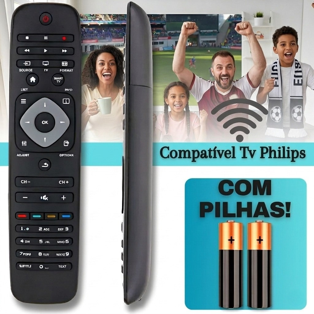 Controle Remoto Compatível com TV Philips Universal LCD LED Smart LE-7413