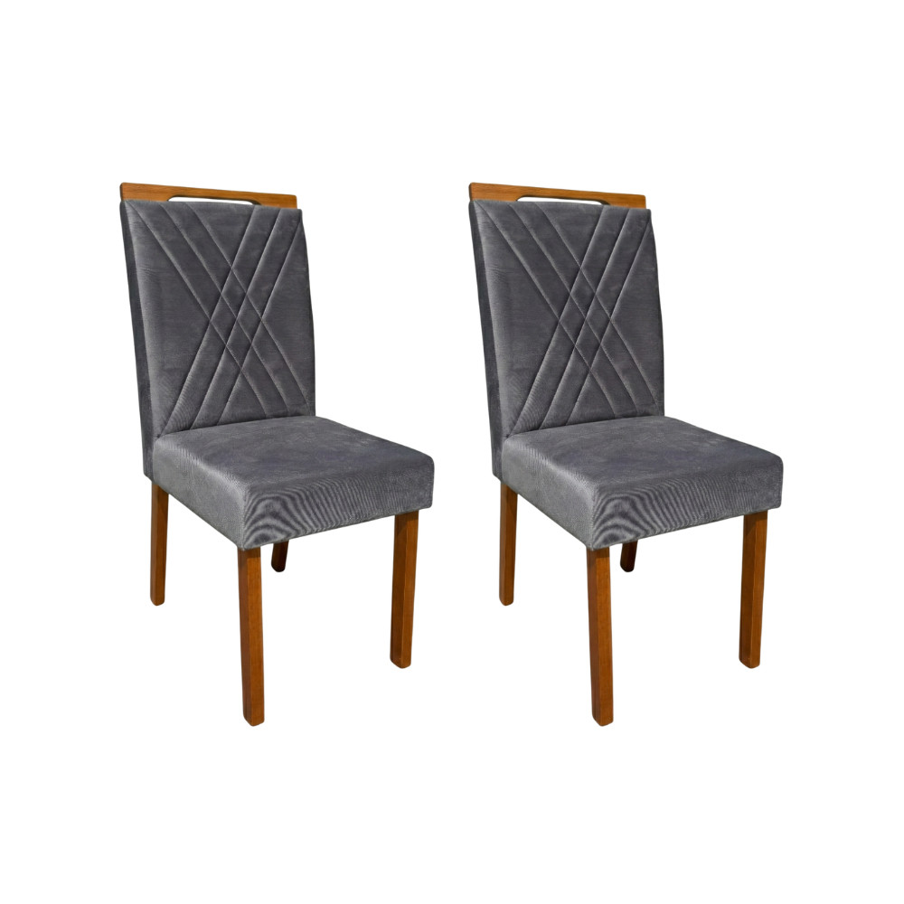 Kit c/ 2 Cadeiras em Madeira Maciça - Confortse  - Tecido Veludo Linha Alta em Oferta na Shopee