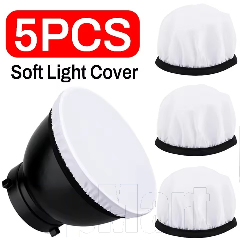 1-5pcs Capa Difusora De Fotografia Universal De 7 Polegadas | Máscara De Luz Macia De Nylon Com Porta De Feixe Elástico 