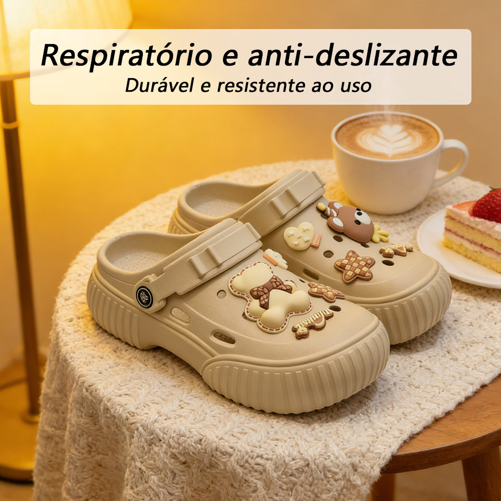 Buraco Sapatos Sandália Feminina Antiderrapante Leve Macia Conforto Sola Grossa com Anticolisão Durável e Proteção