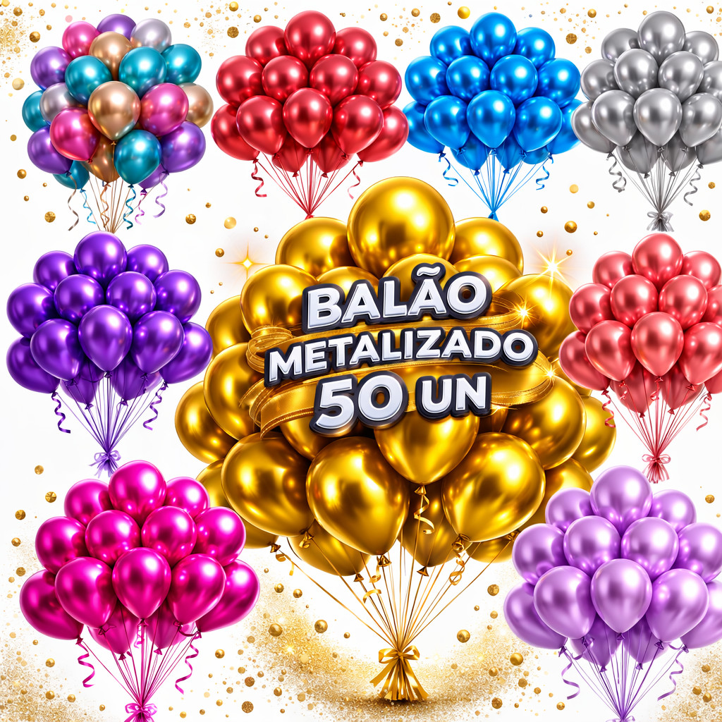 50 Balão Bexiga Metalizada Nº 10 Decoração De Festa Metalizada Aniversário Casamento Evento Painel em Oferta na Shopee