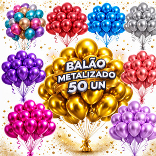 50 Balão Bexiga Metalizada Nº 10 Decoração De Festa Metalizada Aniversário Casamento Evento Painel em Oferta na Shopee