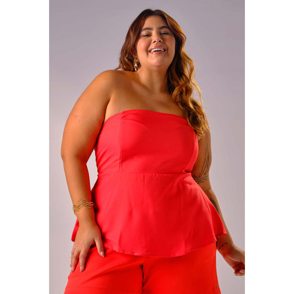 Blusa Feminina Peplum Tomara que Caia Marialícia Vermelho