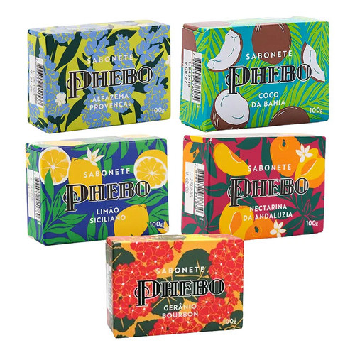 Kit 5 Sabonetes Em Barra Phebo 100g Diversas Fragrâncias