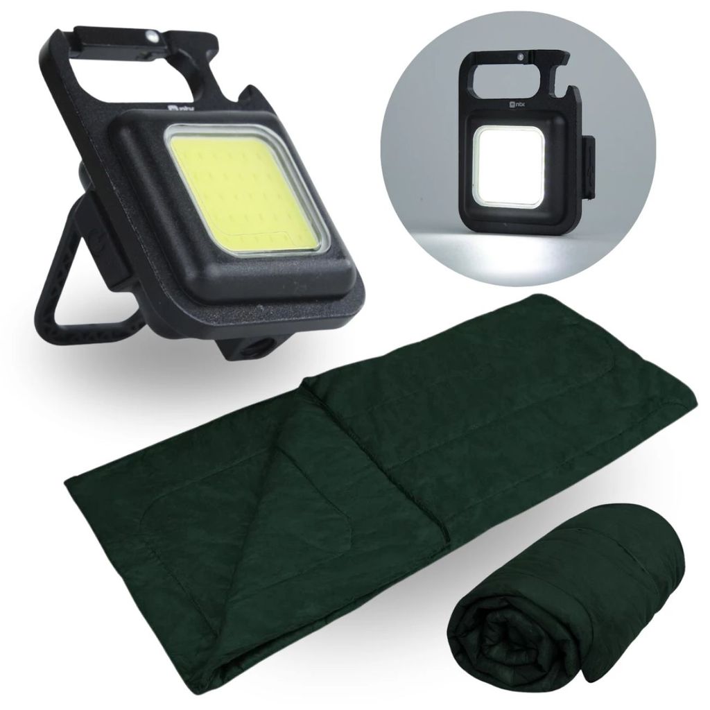 Lanterna Keyled Pequena com Gancho e Ímã + Saco de Dormir Solteiro (kit)