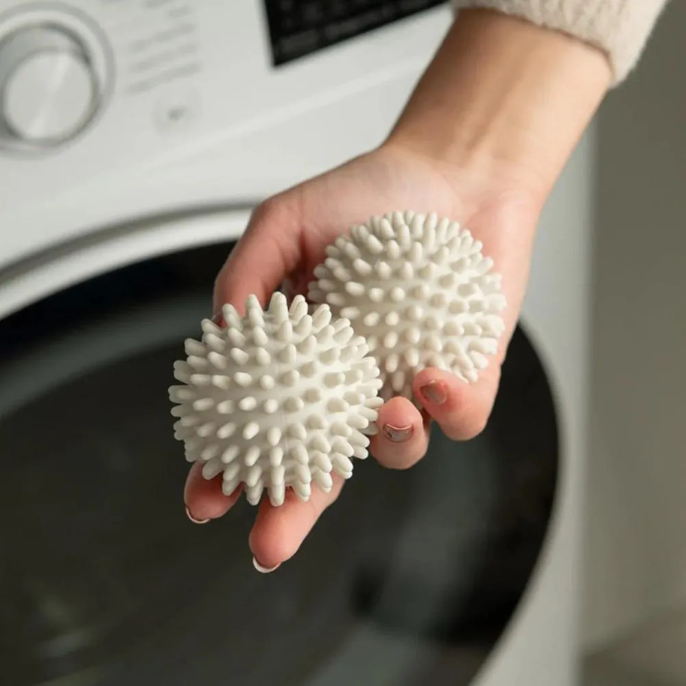 Kit 2 Esferas Secagem Roupa Dryer Balls PVC Reutilizável Anti Amassado Bege Flow - Ou
