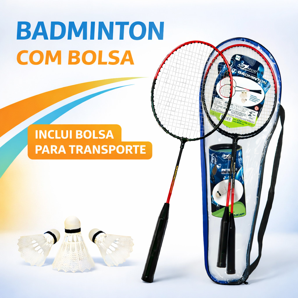 Kit Badminton Esporte 2 Raquetes 3 Petecas Bolsa de Transporte Completo Divertido  Original Lazer em Oferta na Shopee