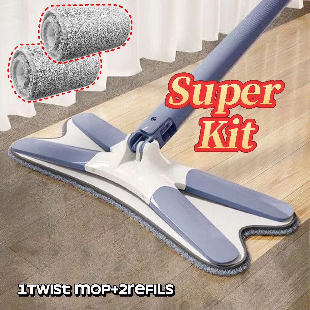 Esfregão Giratório Twist - 2 Refils Multiuso Premium 360° 130 comprimento Máquina Lavável Limpeza Noviva em Oferta na Shopee