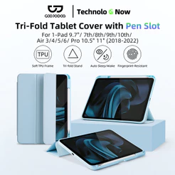 GOOJODOQ Capa Protetora Para Tablet De Três Dobras Fornece Duas Posições De Slot Caneta Reservada Em Ângulo Ajustável