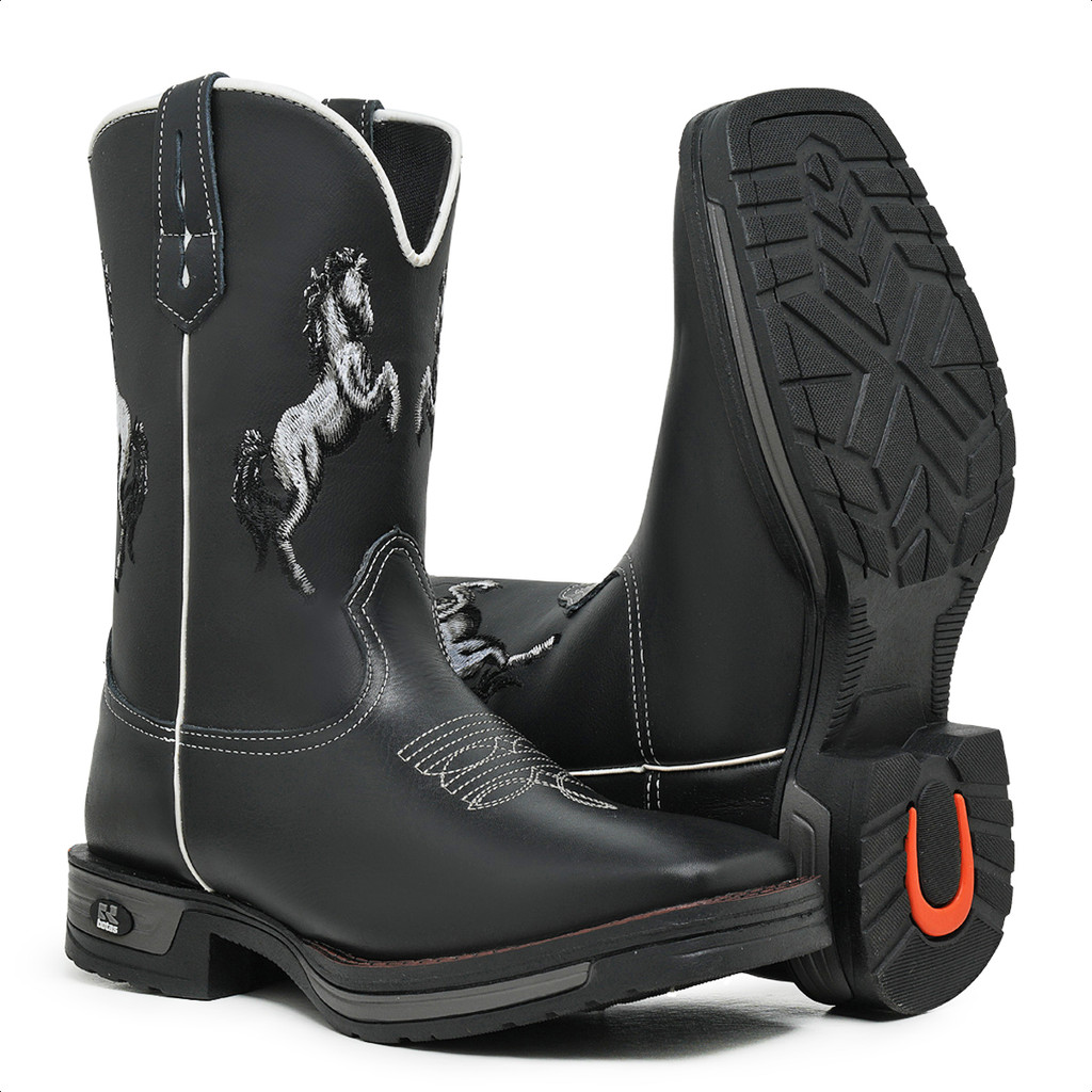 Bota Texana Country Em Couro Com Sola Jump!