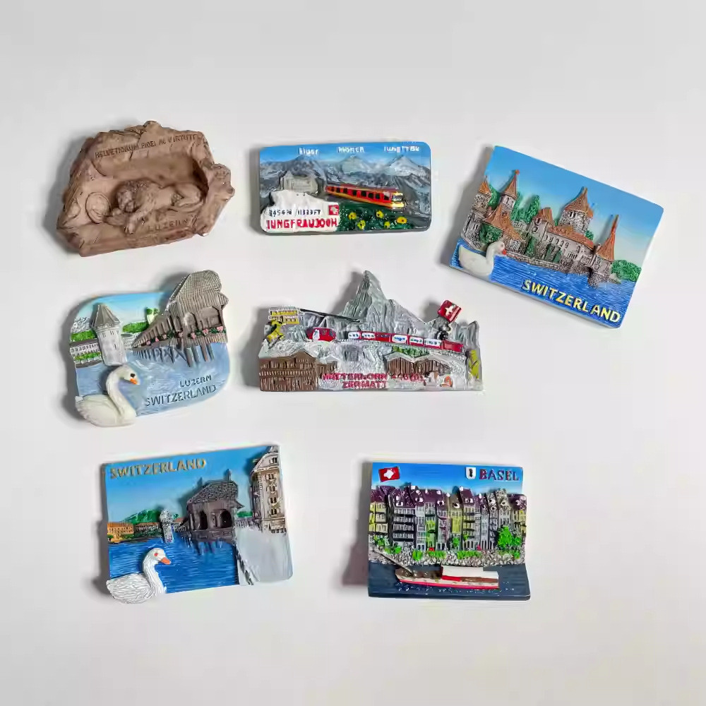 Adesivos de geladeira suíços europeus, lembranças turísticas da cidade, fabricantes, estoque pronto, atacado, artesanal,