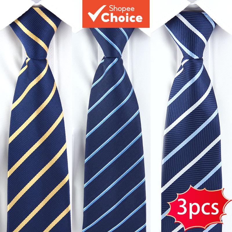 3 Peças Gravata Masculina Listrada Zíper Formal 8 Cm Entrevista De Negócios Festa De Casamento Escritório