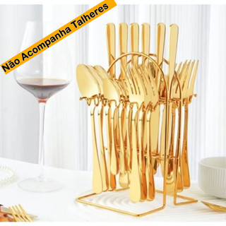 Suporte Porta Talheres Aço Inox Premium Prata/Dourado Até 24 Pç Organizador Elegante Mesa Posta Luxo em Oferta na Shopee