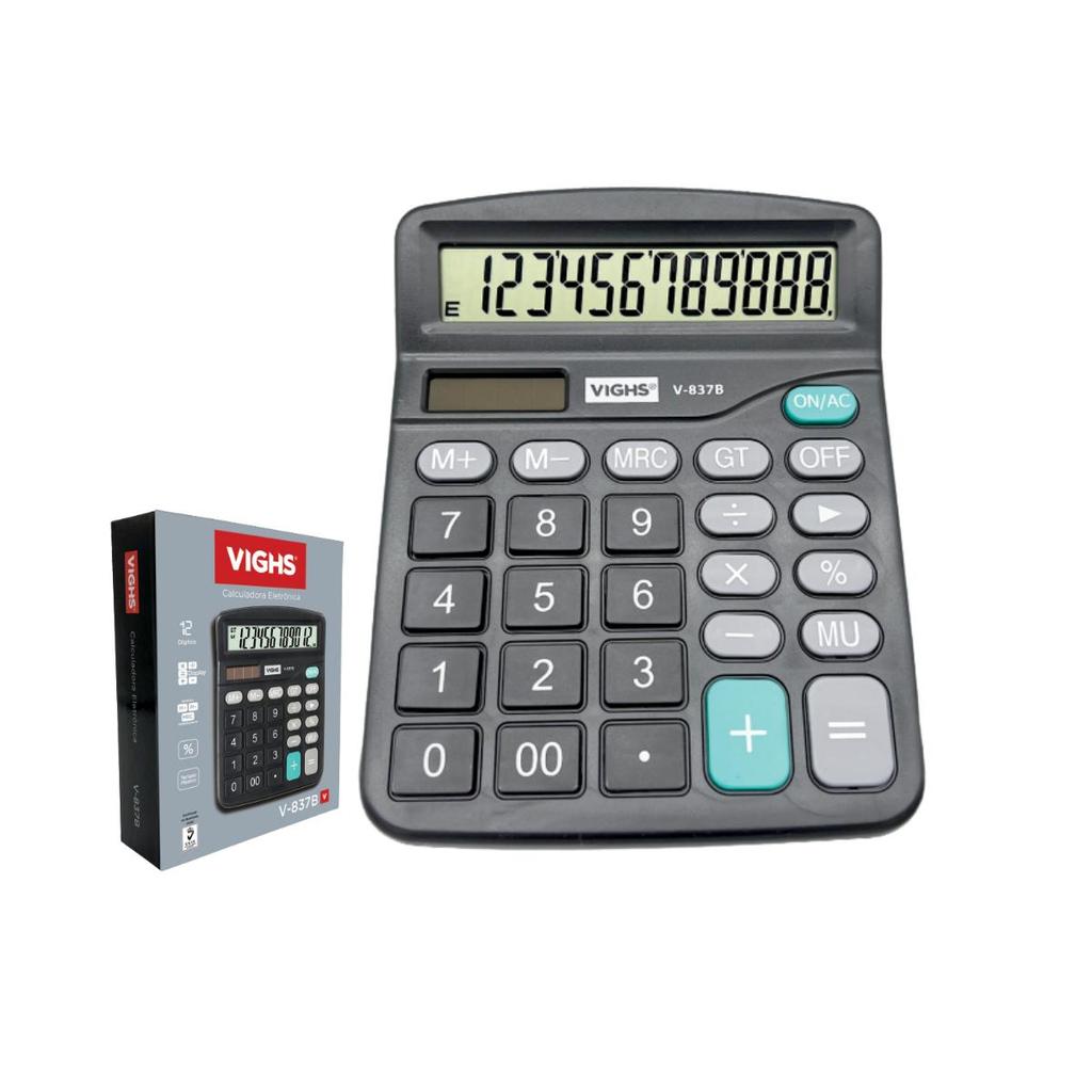 Calculadora De Mesa Grande Vighs V-837B-12 Visor Inclinado