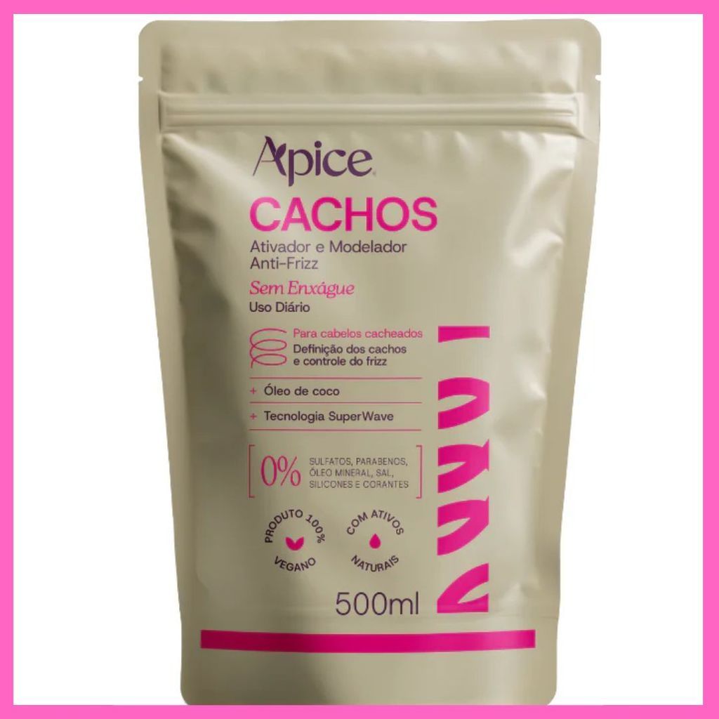 Ativador e Modelador Anti-Frizz Cachos Refil 500g Ápice – Mais Economia e Definição Perfeita