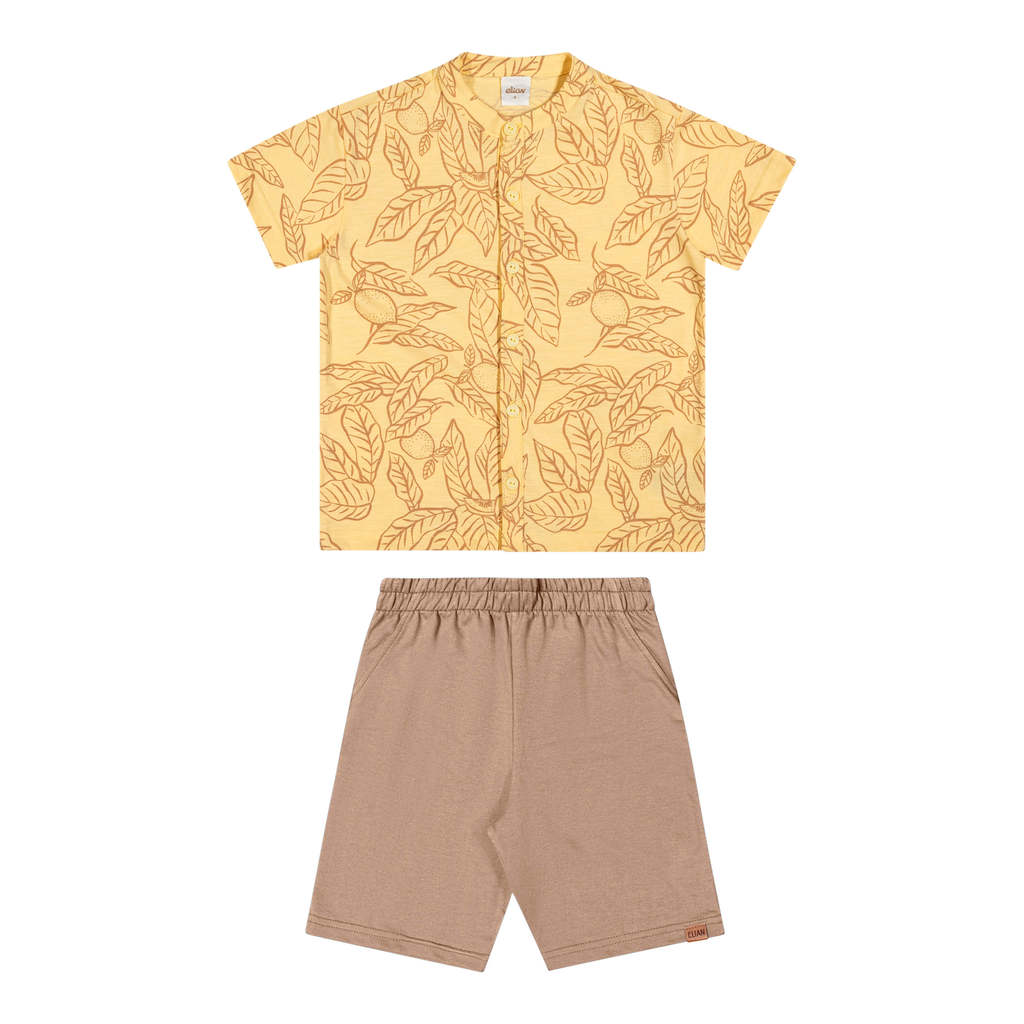 Conjunto Infantil Menino Gola Padre Elian Amarelo
