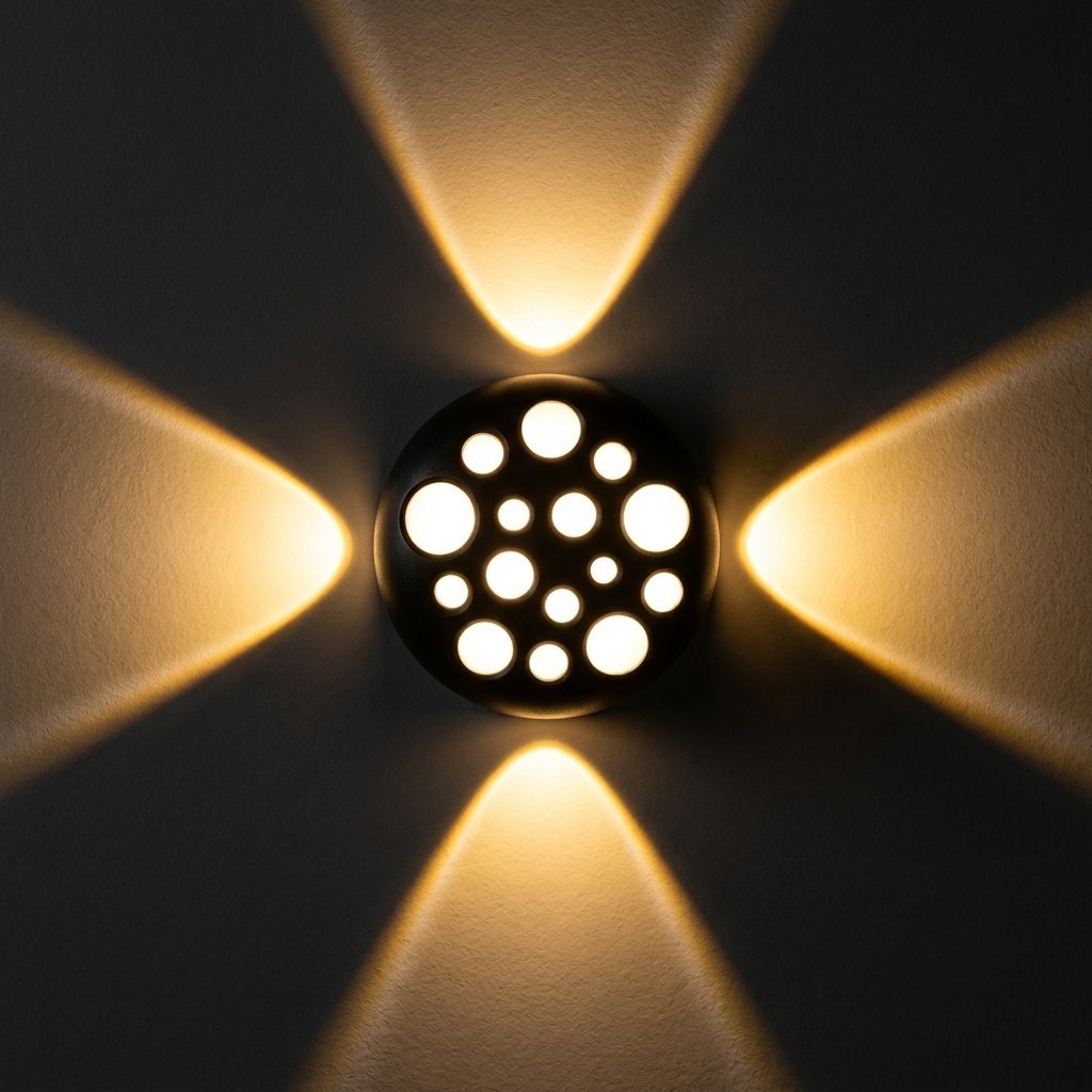 Luminaria de Parede Arandela LED Bivolt 4 Fachos Efeito Decorativo Aluminio Preto Luz Para Interiores Sala Quarto