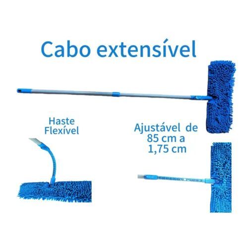 Esfregao Flat Cabo Extensivel Limpeza Facil Pratico Multifuncional Uso Residencial Comercial