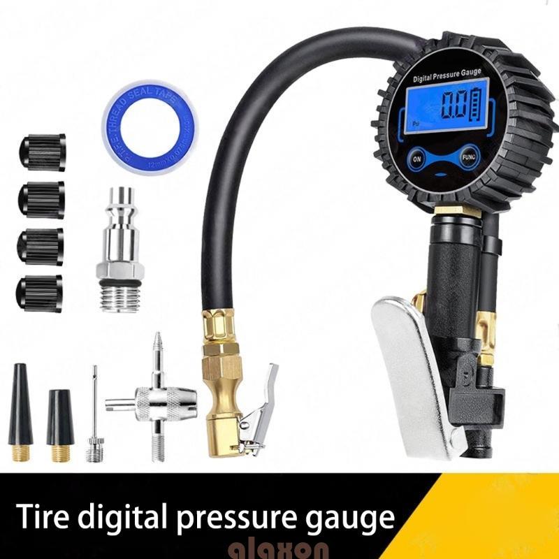Conjunto Inflador Medidor Pressão Pneu Multiuso Para Eficiência Óleo E Ar Útil Estendida Dos
