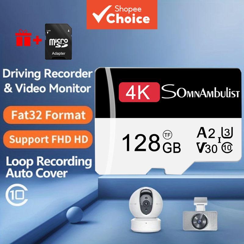Cartão Micro SD/SD de Alta Velocidade 32GB/64GB/128GB à Prova d’Água Classe 10 – Compatível com Smartphones, Câmeras,