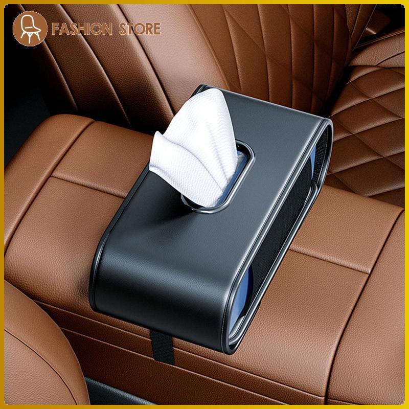 [Wishshopeelq] Acessórios Interiores Automotivos , Estojo De Guardanapo , Organizador De Couro PU , Caixa De Tecido De C