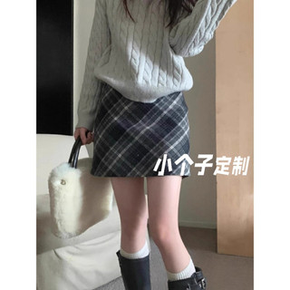 Saia xadrez de lã retrô feminina inverno pequena saia curta xadrez saia quadril com botas saia xs