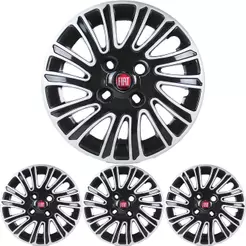 JG 4 Calota Grand Siena 2012 2013 Aro 14 Black Piano com Prata Metálico com Emblema