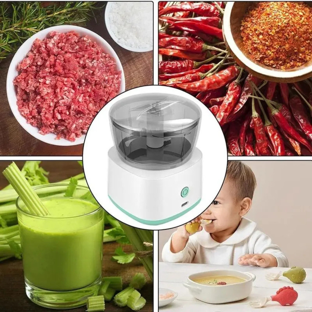Mini Processador Manual de Alimentos 3 Lâminas Inox – Tritura Alho, Cebola e Legumes Rápido