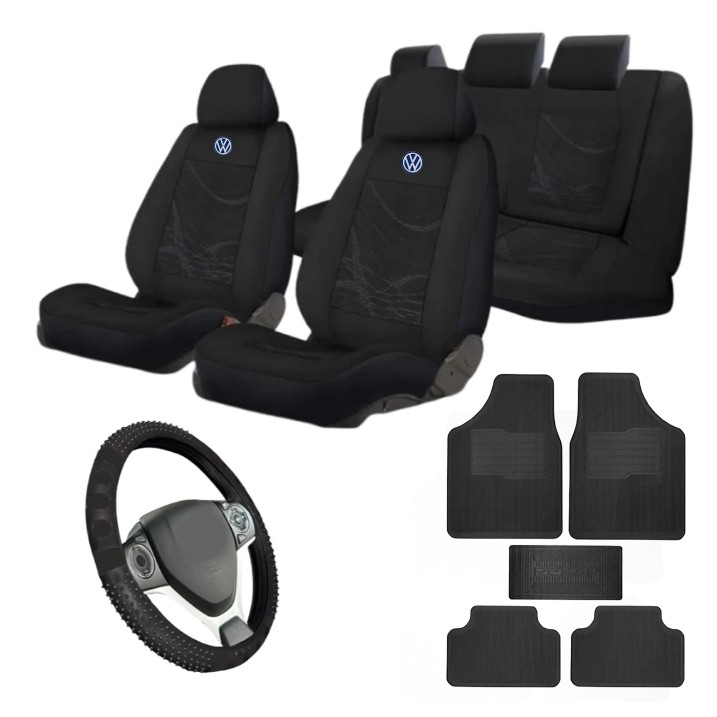 Kit Automotivo VW Santana 1991-2012 – Capas de Banco, Tapete e Volante