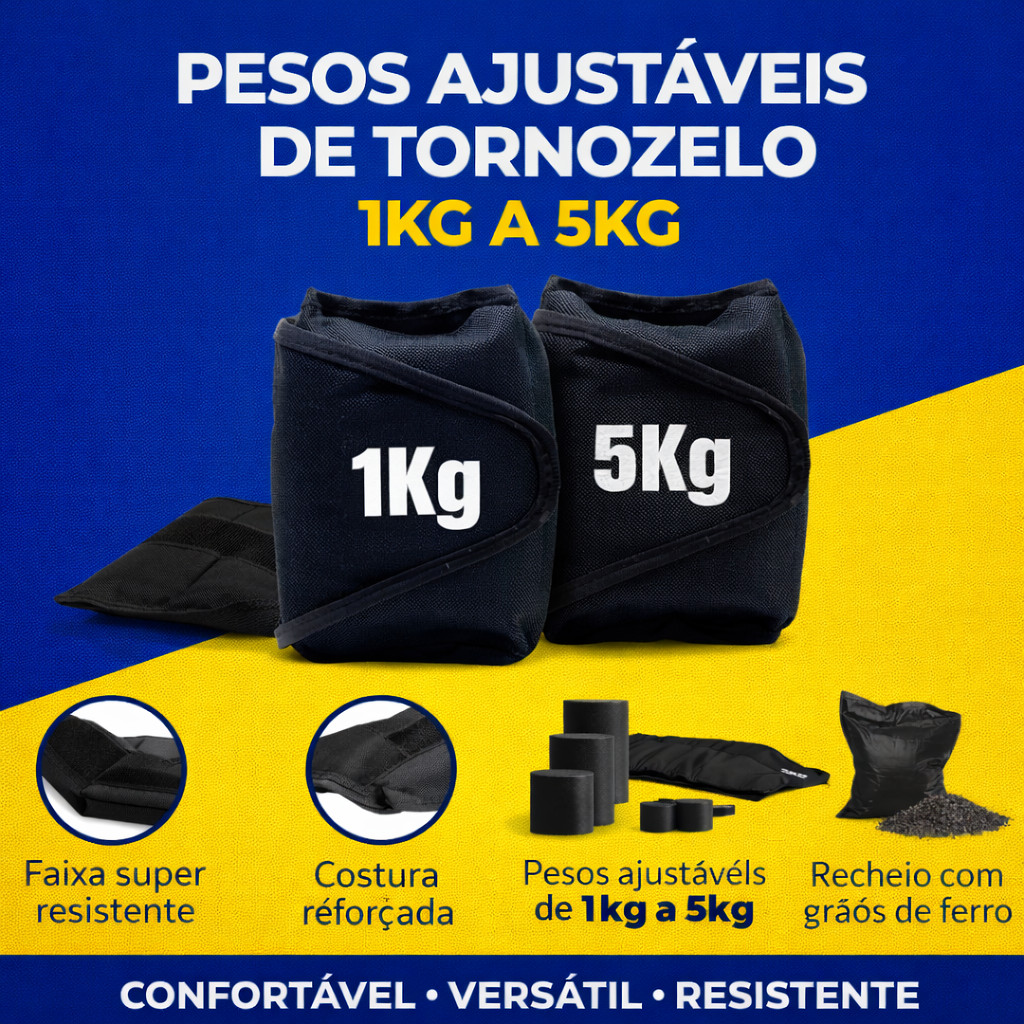 Par de Caneleira de Peso Tornozeleira Treinar Pernas Academia Treino Exercício Crossfit Fitness Musculação