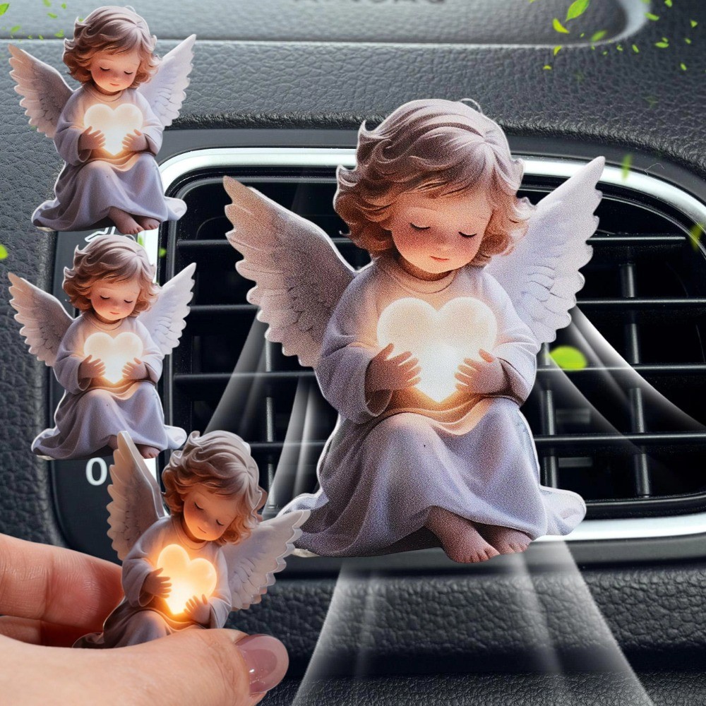 Moda Carro Ventilação De Ar Anjo Padrão Clipe Decorativo Montado No 2D Acrílico Cura Ornamento Universal Automóveis Deco
