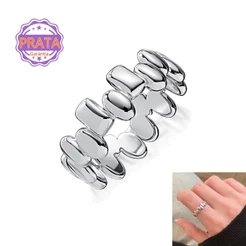 Anel de Prata 925 Legítima Ondulado Delicado Feminino Ajustável Luxo Minimalista