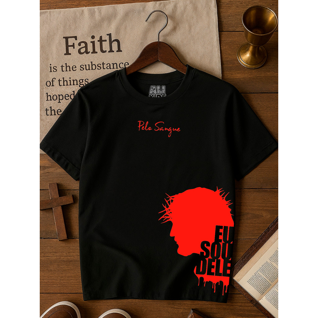 Blusa Camiseta Infantil Cristã Tema Fé – Camisa Gospel Eu Sou Dele para Crianças