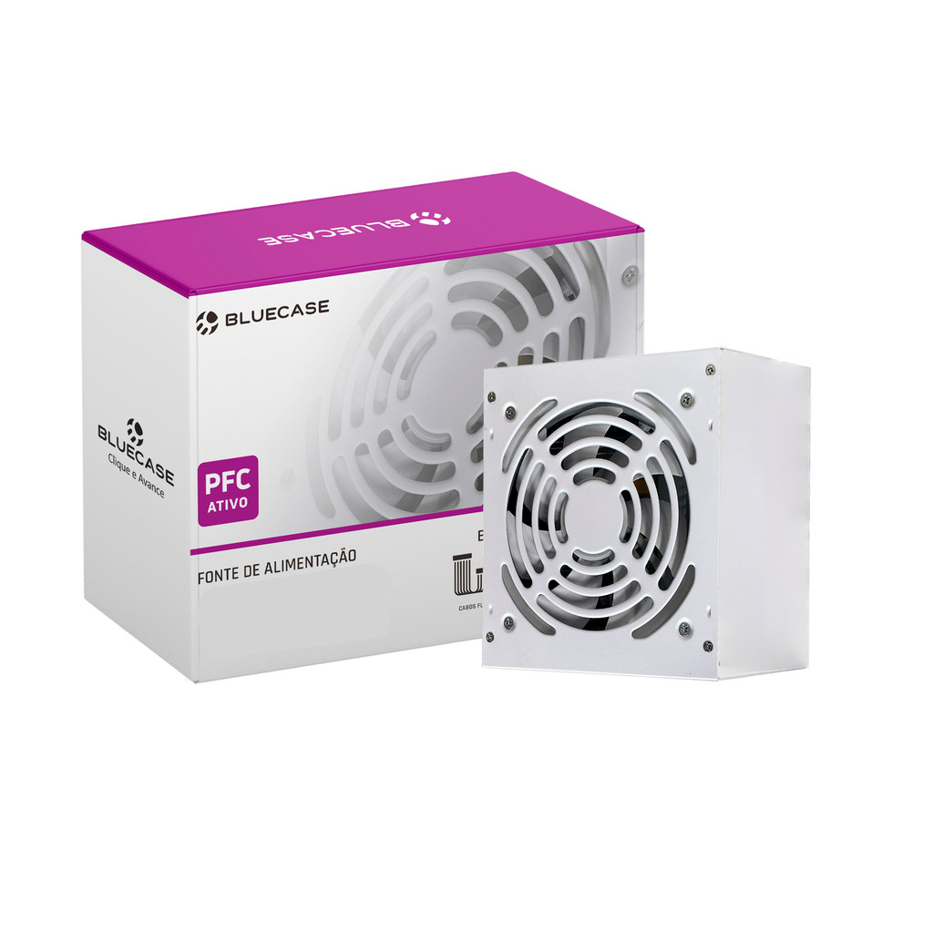 Fonte Gamer Bluecase 500W Branca PFC Ativo Silenciosa Bivolt
